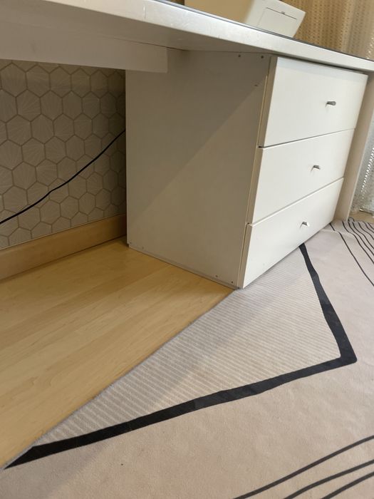 Secretária Grande de Escritório/Studio 200x80cm com Vidro e Gavetas