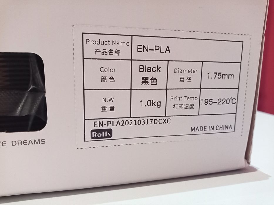 Filamento Plástico Creality para impressora 3D PLA em rolo de 1kg