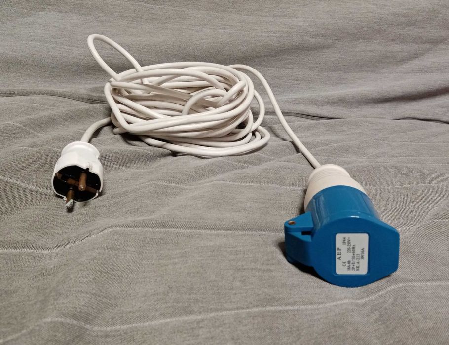 przedłużacz kempingowy - gniazdo CEE 3P 16A + kabel 8,5 m - darmowa dostawa