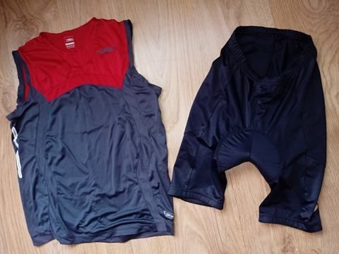 Umbro koszulka roz M getry rowerowe roz S