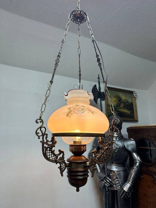 Антикварна підвісна люстра світильник бронза дерево 7608