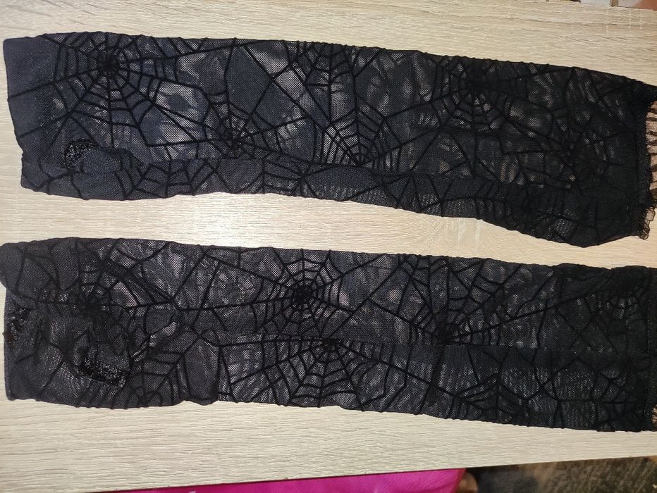 Zestaw czarne koronkowe rajstopy + pończochy / wzorzyste | Nowe
