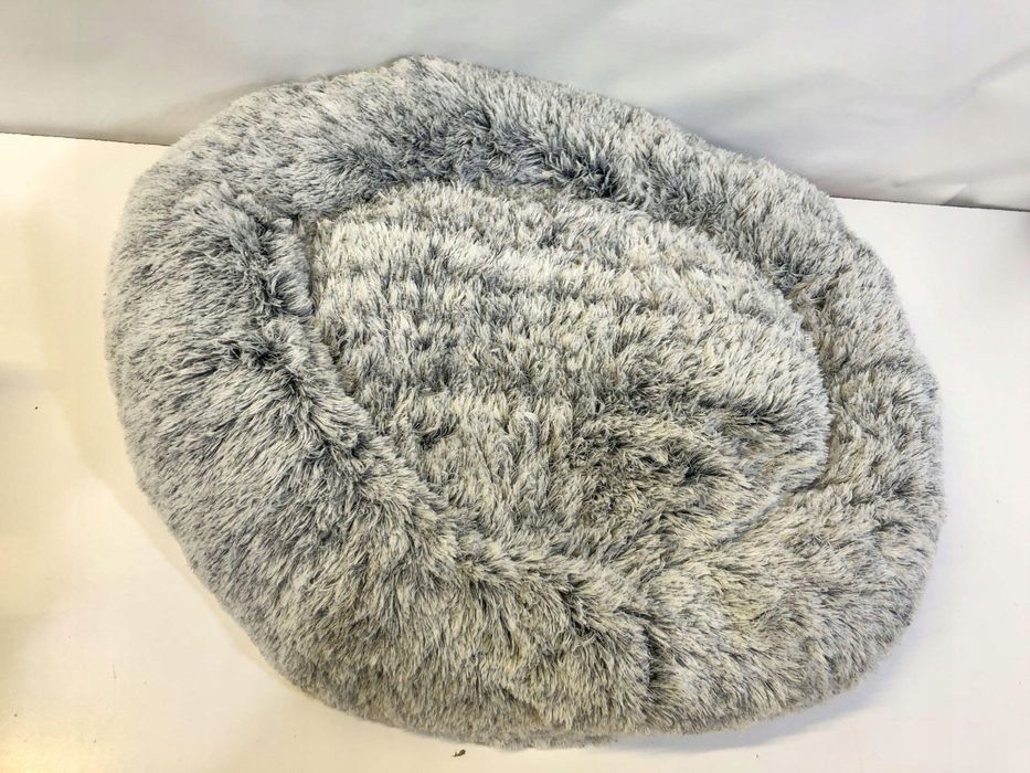 Flauszowe legowisko dla psa i kota 100 cm szare antypoślizgowe