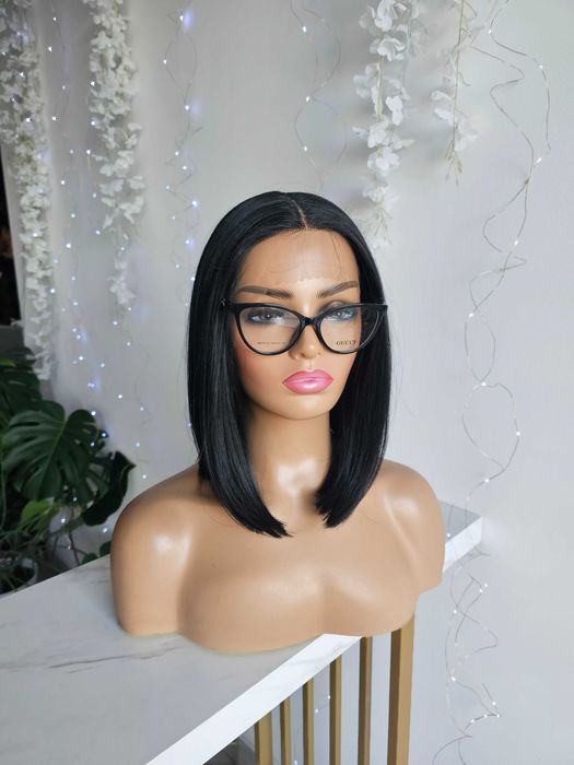 Monika – Peruka syntetyczna czarna Long Bob Lace Front TrueHair®