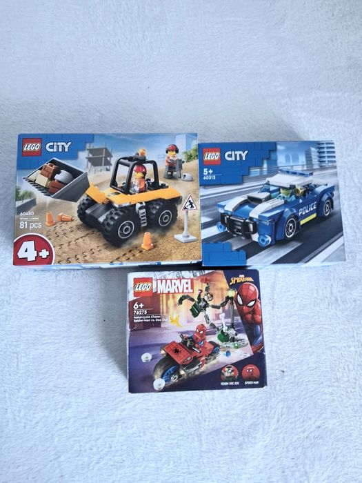 Nowy zestaw komplet klocki Lego Marvel 76275 koparka 60450 policja 60312