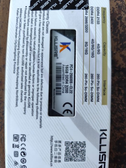 Placa de memória laptop ddr4 16gb 3200 kllisre