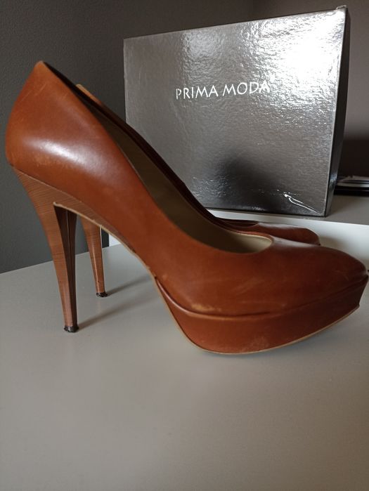 Szpilki Prima Moda 37 skóra camel