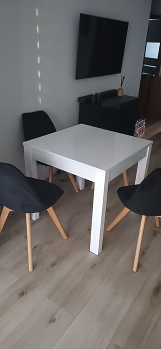 Stół rozkładany biały połysk 80 cm ( do 230cm)