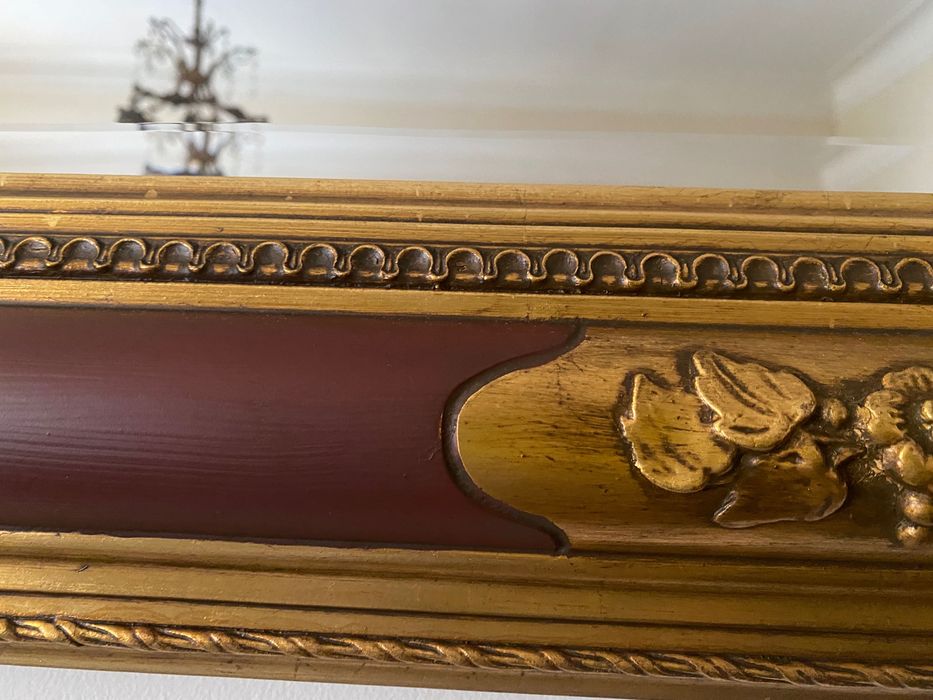 Espelho de Parede Antigo Estilo Carlos X – Dourado e Madeira 145x85 cm)