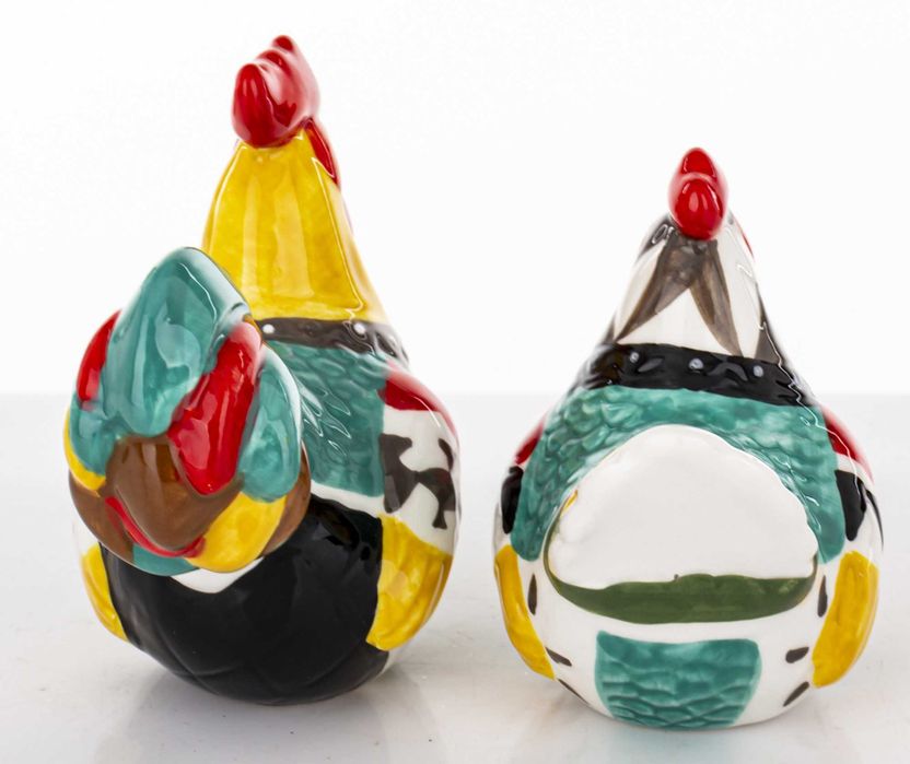 2 x Kura Ceramiczna Kolorowa – Dekoracyjne Figurki Wielkanocne Retro