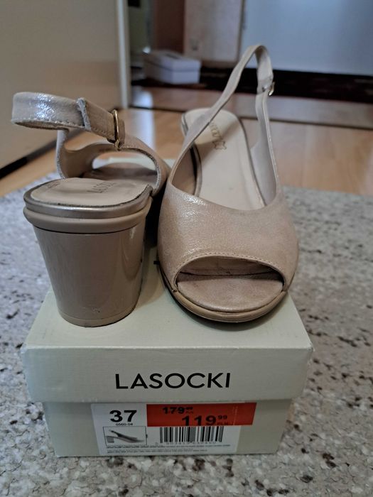 Czółenka, sandałki damskie Lasocki rozm.37  skóra