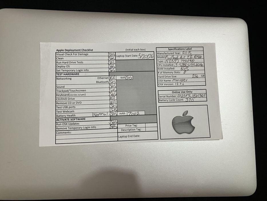 Apple Macbook Air 13” (2015) i5 8/256 97%