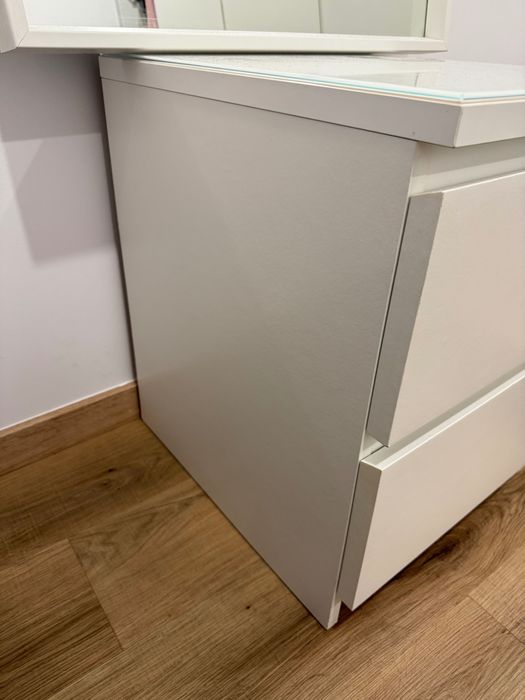 MALM Cómoda c/2 gavetas, branco, 40x55 cm plus Tampa vidro