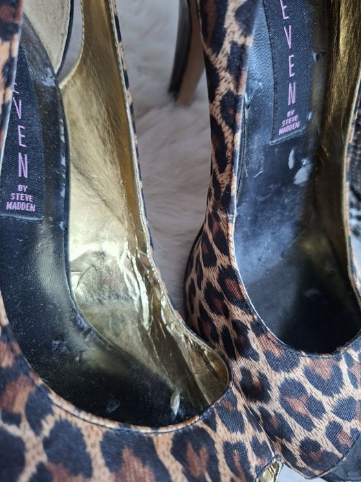 Steve Madden Steven czółenka peep toe panterka r. 38