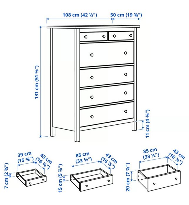 Ikea hemnes komoda szuflady biała
