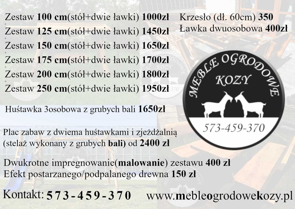 Meble ogrodowe drewniane góralskie biesiadne LITE DREWNO _