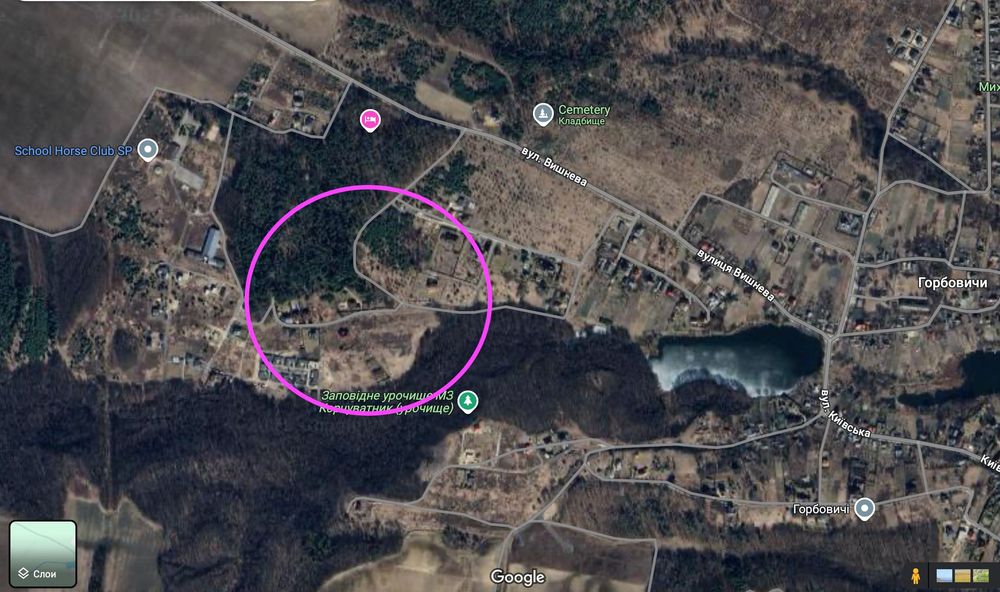 Продаж земельної ділянки 2.5га  біля лісу під котеджну забудову.