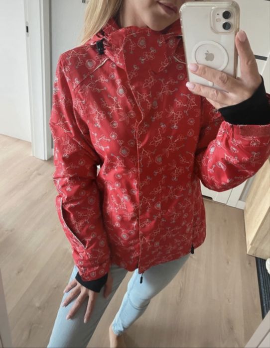 Czerwona kurtka narciarska print damska rozmiar S