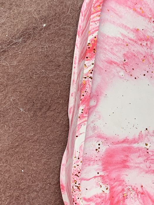 Рожевий мармуровий набір з гіпсу, підставка, рапан, вазочка, подарунок