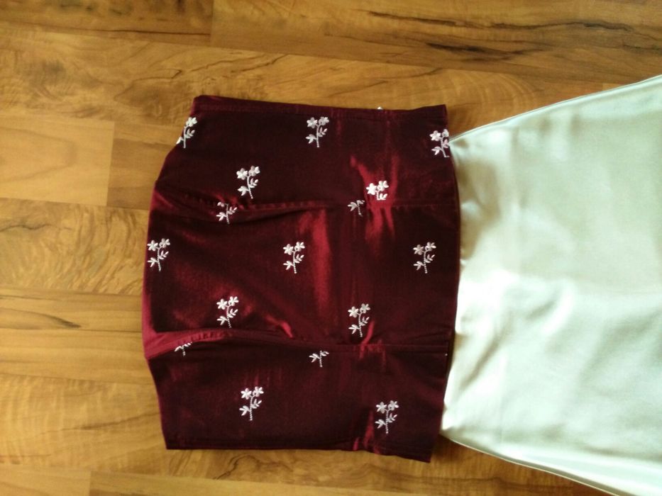 Spódnica+gorset kremowo - bordowe