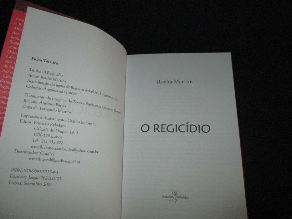 Livro O Regicídio Rocha Martins