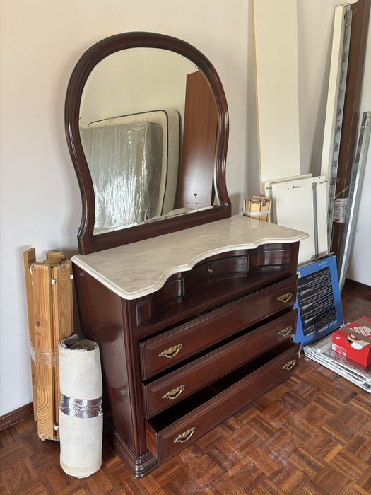 Cómoda Madeira E Mármore