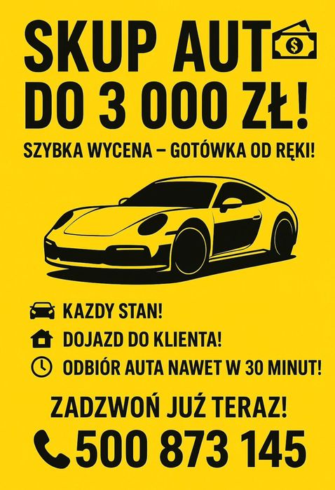Skup aut do 3000tys zł.