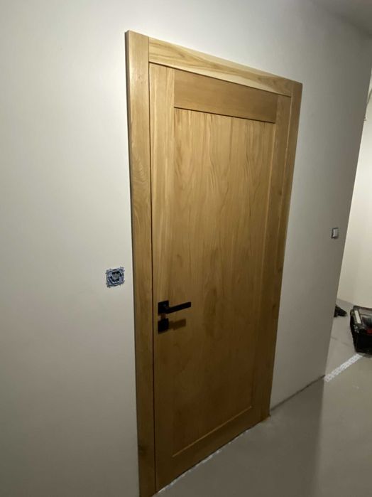 Drzwi drewniane bezprzylgowe dębowe pełne - transport + montaż b