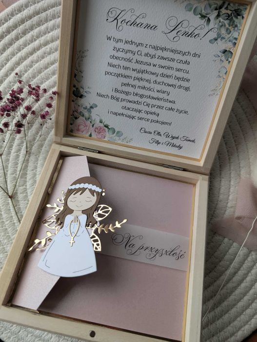 Komunia święta kartka pudełko handmade