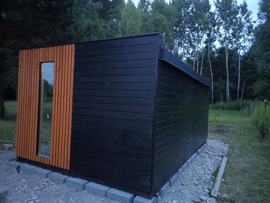 Nowoczesny domek narzędziowy z wiatą, drewutnia, altana, schowek 5x3