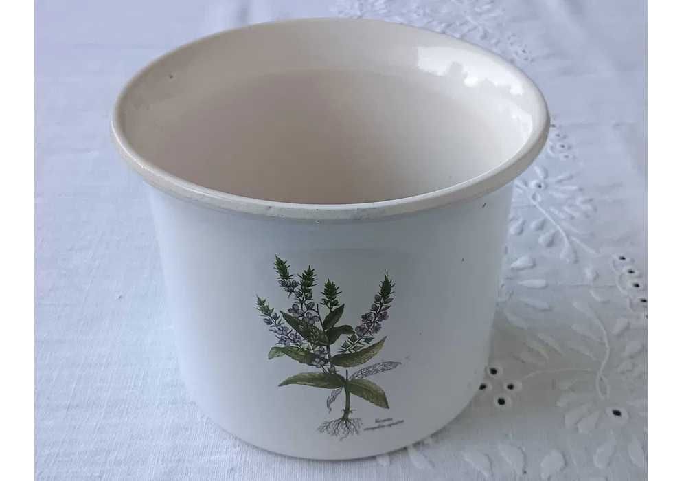 Ceramiczna doniczka 17 cm, temat: botanika, zioła
