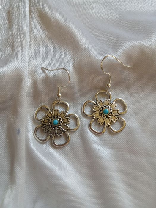 Kolczyki srebrne próba 925 z kamieniem naturalnym szlachetnym turkusem