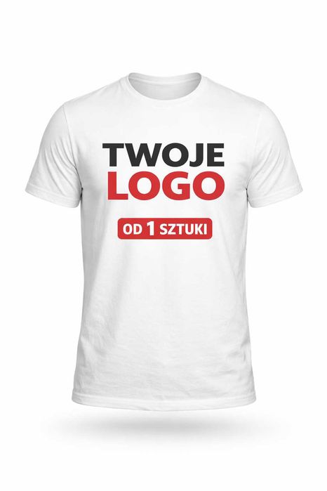 Koszulki firmowe z logo nadruk od 1 sztuki białe lub czarne