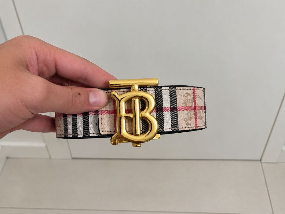 Dwustronny pasek Burberry beżowy 105cm