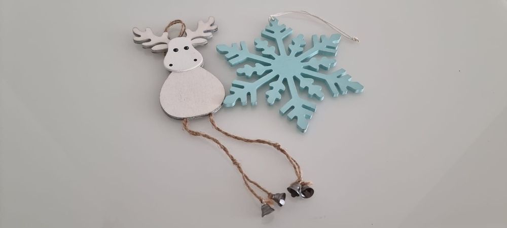 Komplet 4 drewnianych świątecznych zawieszek