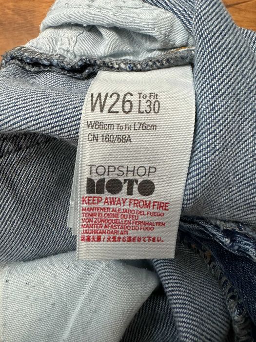 Spodnie jeansowe rybaczki 3 4 z dziurami Lucas Topshop Moto W26 L30 S