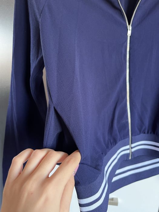 bluza narzutka granatowa w paski elegancka S