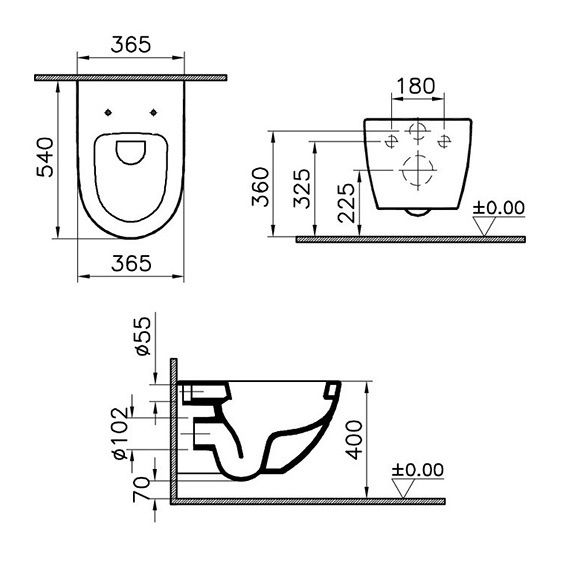 Miska WC wisząca Vitra Sento RIM-EX bezrantowa 37x54cm bez deski