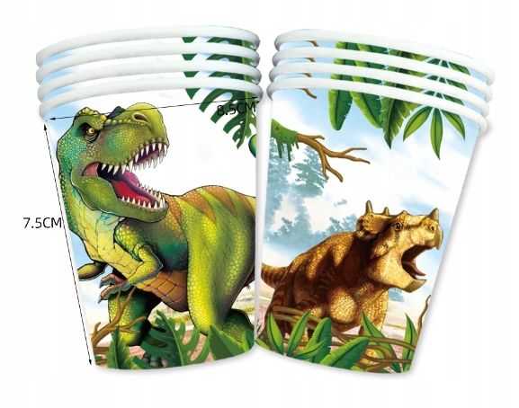 Kubeczki Papierowe Świat Dinozaurów Jednorazowe na URODZINY 10 szt.