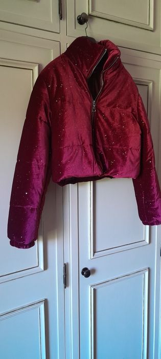 Bomber jacket em veludo com brilho