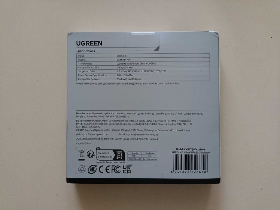 Кишеня UGREEN CM642 ssd Ugreen CM777 карман  CM559 nwme sata  югрін
