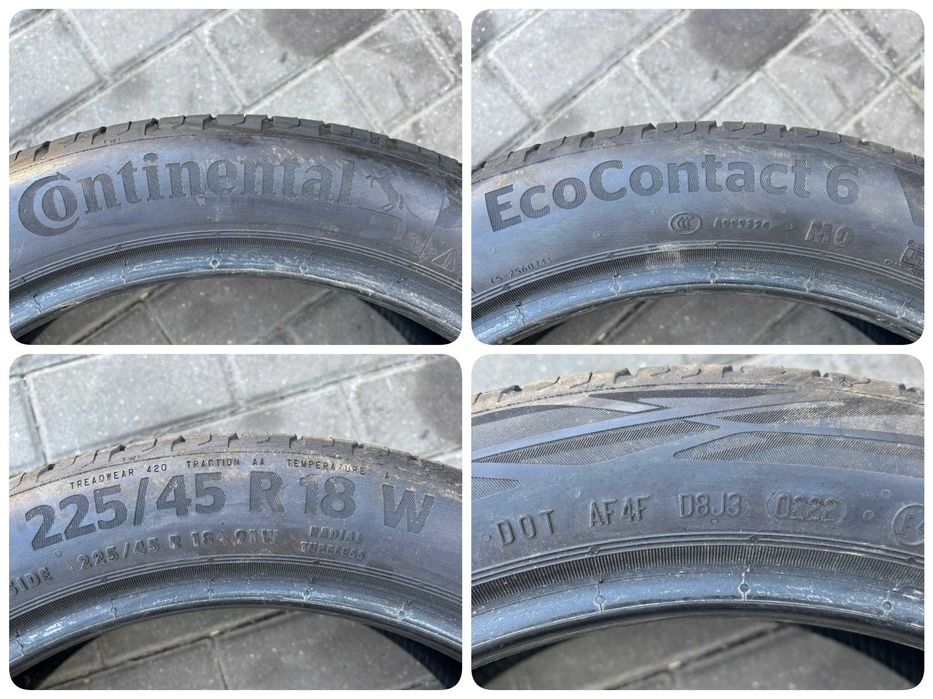 4X OPONY LETNIE 225/45R18 91W Continental EcoContact 6 MO 6MM 2020R