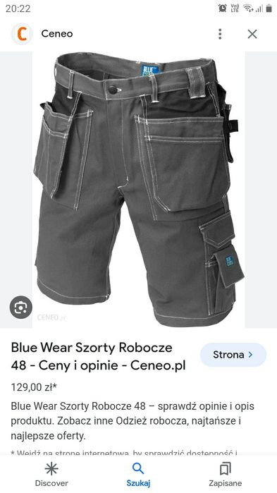 Spodenki robocze Bluewear. Ubranie robocze. Spodnie.