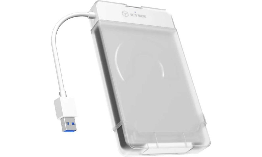 Adapter + Obudowa ICY BOX do dysku 2.5 SATA 3 (USB 3.0, transparentny)