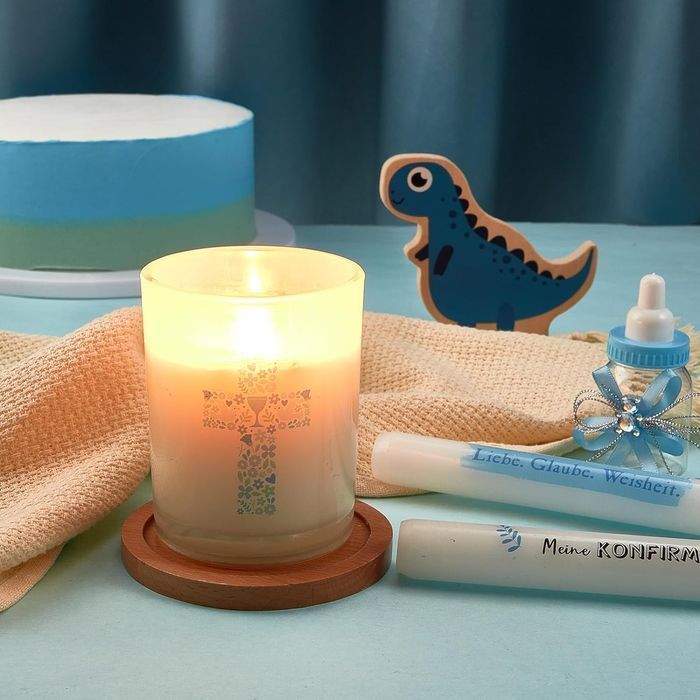 Tenare 4 Arkusze Naklejek na Świeczki do Chrztu 29x19cm