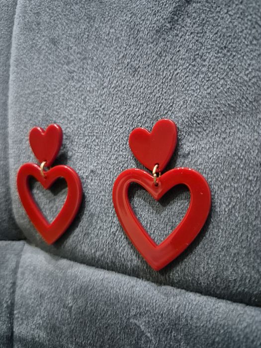 Czerwone seksownego kolczyki serca akrylowe