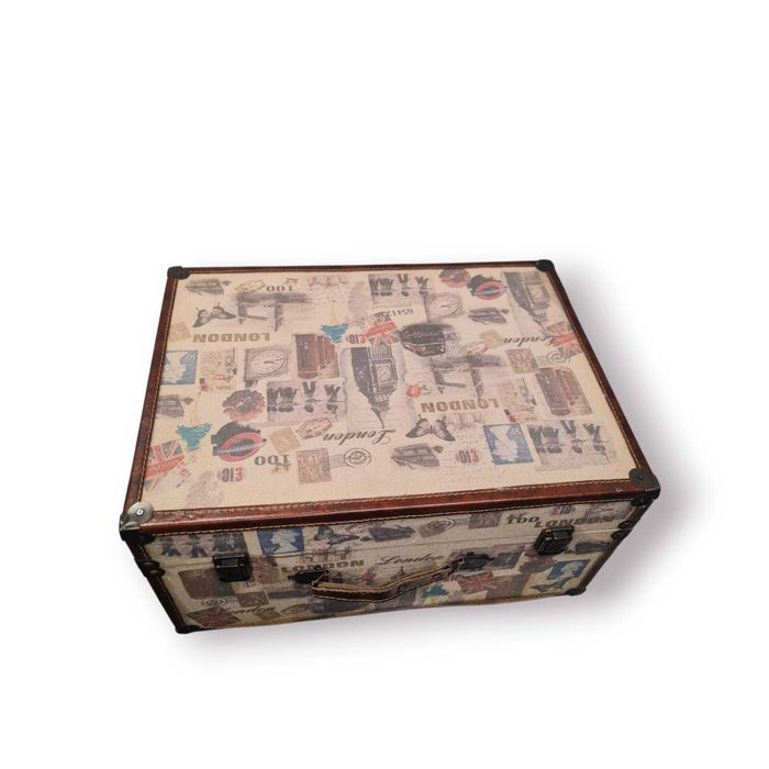 Mala Decorativa Vintage “London” – Grande, Rígida e com Estampa Retro