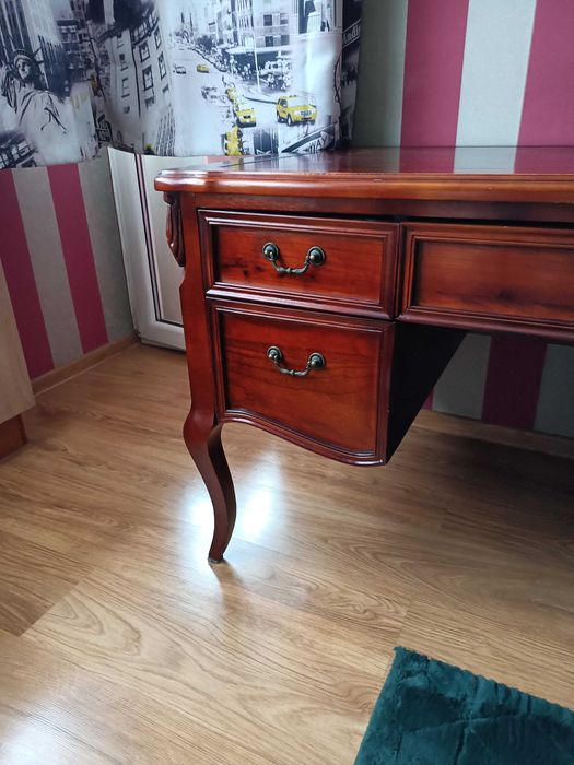 biurko  ludwikowskie gabinetowe  , kolor antyczny orzech średni połysk