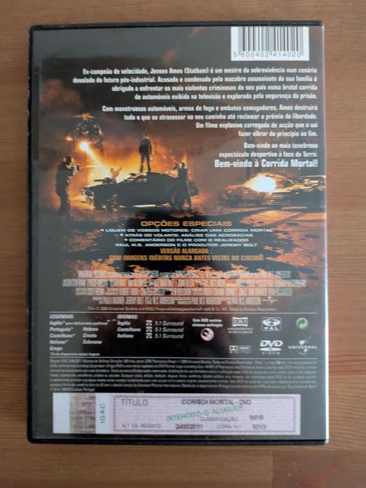 DVD Edição Especial " Corrida Mortal " 2003 (Optimo Estado)