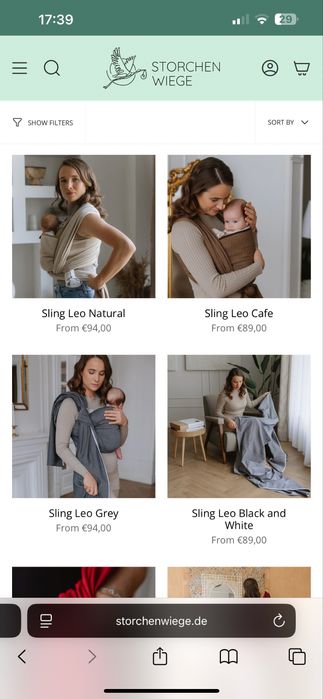 Текстильний слінг Storchenweidge чорний від народження 0+